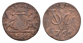 Нидерландская Ост-Индия 1 дуит 1766 KM 111.1 медь цинк 1518-635