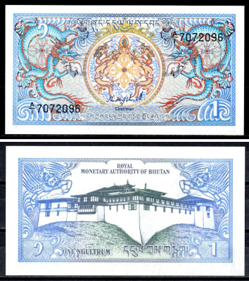 Бутан 1 нгултрум 1986 Pick 12 a бумага UNC (пресс) 6300-1-3-2