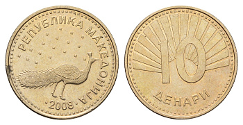 Македония 10 денаров 2008 KM 31 медь цинк никель aUNC 4699-234