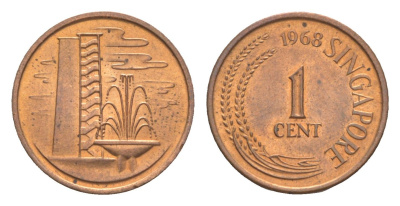 Сингапур 1 цент 1968 KM 1 бронза UNC 4643-322