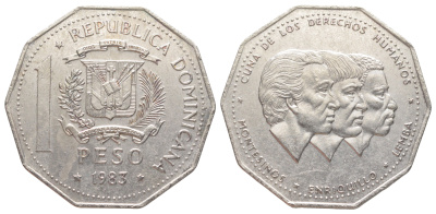 Доминиканская Республика (Доминикана) 1 песо 1983 KM 63.1 медно-никель UNC 650-1144