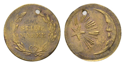 Германия игровой жетон диаметр 18 мм, вес 1,2 гр латунь 4679-1247