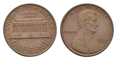 США 1 цент 1977 Авраам Линкольн KM 201 медь цинк 4674-518