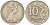 Австралия 10 центов 1968 Елизавета II (1952-), птица лирахвост KM 65 медно-никель 4521-214