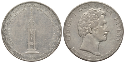 Бавария 1 талер 1835 монумент матери короля Отто I AKS 134, Dav. 575, Kahnt 94, Thun 67 серебро 00-811-17