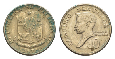 Филиппины 10 сентаво 1972 KM 198 медно-никель 4636-336