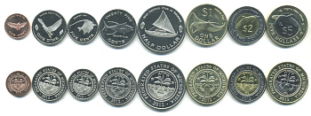Микронезия набор из 8 монет 2012 (1, 5, 10, 20, 50 центов, 1, 2, 5 долларов), животные, две монеты биметалл UNC N2-34