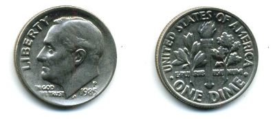 США 1 ДАЙМ 1985 KM 195a медь плакированная медно-никелем 46-164