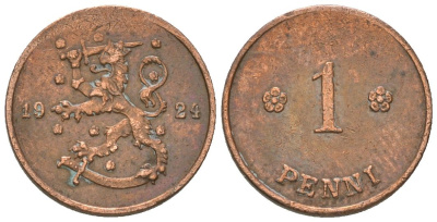 Финляндия 1 пенни 1924 KM 23 медь 4174-256