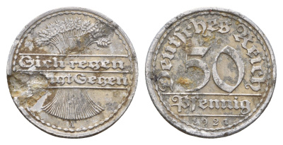 Германия 50 пфеннигов 1921 KM 27 алюминий 202-1125