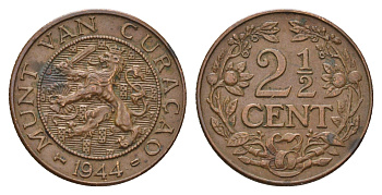 Кюрасао 2 1/2 цента 1944 KM 42 бронза 26-728