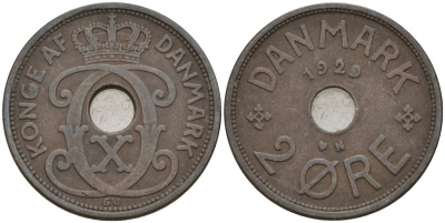Дания 2 эре 1929 Кристиан X (1912-1947) KM 827 бронза 4147-464