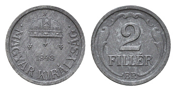 Венгрия 2 филлера 1943 KM 519 цинк 44-1243