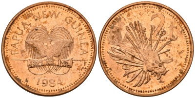 Папуа-Новая Гвинея 2 тойя 1984 Елизавета II (1953-) KM 2 бронза 4573-553
