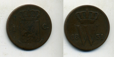 НИДЕРЛАНДЫ 1 ЦЕНТ 1831 ВИЛЛЕМ I KM 47 медь 35-1414