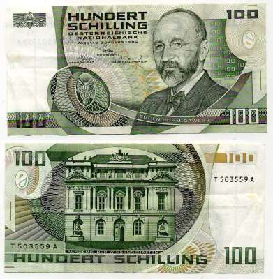 Австрия 100 шиллингов 1984 Pick 150 бумага 6289-5-2-1