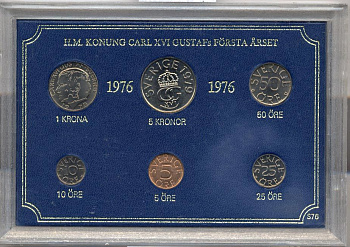 Швеция набор из 6 монет 1979 официальный набор монетного двора, Карл XVI Густав (1973- ) UNC 2-4-1-34