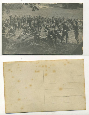 ШВЕЙЦАРИЯ ОТКРЫТКА ND I-АЯ МИРОВАЯ ВОЙНА, СОЛДАТЫ НА ПРИВАЛЕ бумага 153-26-12