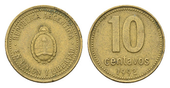 Аргентина 10 сентаво 1992 KM 107 алюминиевая бронза 4664-562