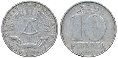 ГДР 10 пфеннигов 1971 А KM 10 алюминий 62-832