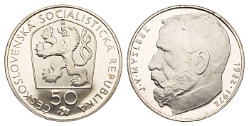 Чехословакия 50 крон 1972 50 лет со дня смерти Йозефа Вацлава Мысльбека KM 77 серебро  PROOF  1095-10-53