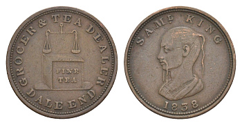 Великобритания, Бирмингем 1 фартинг 1838 Сэмюэл Кинг Withers 2 660, Batty 904 бронза 1528-1111