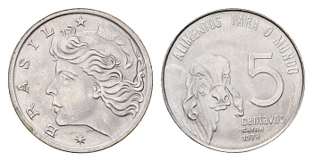 Бразилия 5 сентаво 1978 ФАО, зебу KM 587 нержавеющая сталь UNC 4687-1031