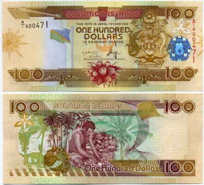 Соломоновы острова 100 долларов 2006 сбор урожая кокоса Pick 30 (1) бумага UNC (пресс) 451-139-1