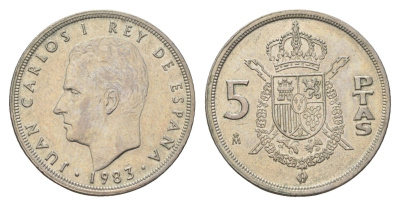 Испания 5 песет 1983 Хуан Карлос I (1975-2014) KM 823 медно-никель 4616-334
