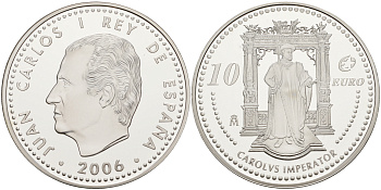 Испания 10 евро 2006 M, Выдающиеся европейцы - Карл V KM 1122 серебро PROOF 11-165-33