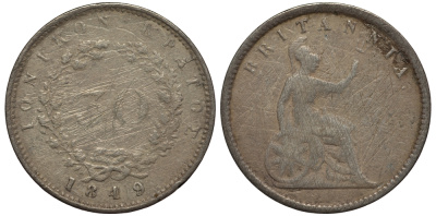 Греция, Ионические острова 30 лепта 1834 Британская администрация (1809-1863) KM 35 серебро 650-845