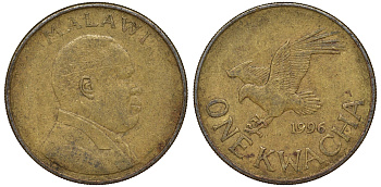 Малави 1 квача 1996 орел KM 28 сталь плакированная латунью 4162-334