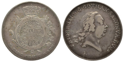 Саксен-Гота-Альтенбург 1 талер 1765 Фридрих III (1732-1772) KM 32, Dav. 2723 серебро 00-818-39