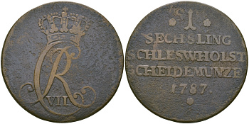 ШЛЕЗВИГ-ГОЛЬШТЕЙН 1 ЗЕХЛИНГ 1787 KM 2 медь 97-815