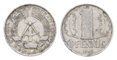 ГДР 1 пфенниг 1968 KM 8.1 алюминий 4611-955