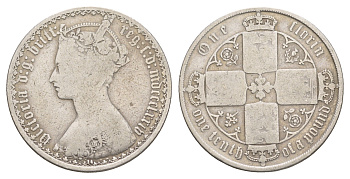 Великобритания 1 флорин = 2 шиллинга 1874 mdccclxxiv, Виктория (1837-1901) KM 746.2, Spink 3893 серебро 1520-1334