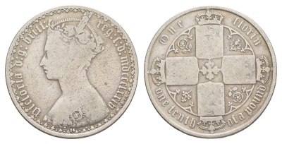 Великобритания 1 флорин = 2 шиллинга 1874 mdccclxxiv, Виктория (1837-1901) KM 746.2, Spink 3893 серебро 1520-1334