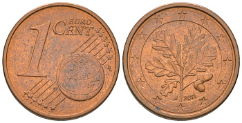 Германия 1 евроцент 2011 J KM 207 сталь плакированная медью 4580-246