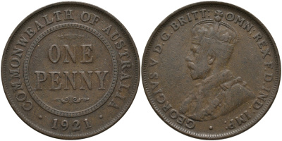Австралия 1 пенни 1921 Георг V (1910-1936) KM 23 бронза 4683-714