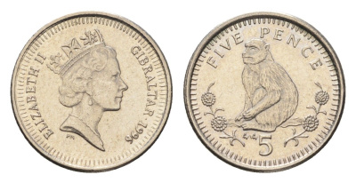 Гибралтар 5 пенсов 1996 KM 22.2 медно-никель 4668-517
