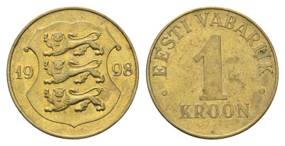 Эстония 1 крона 1998 KM 35 латунь 4688-651
