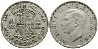 Великобритания 1/2 кроны 1939 Георг VI (1936-1952) KM 856, Spink 4080 серебро 4178-1041