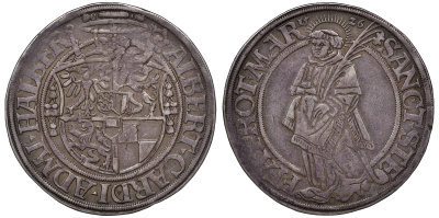Хальберштадт (Halberstadt) 1 талер 1526 Альбрехт V Бранденбургский Dav. 9207 серебро 10-002-24