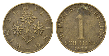 Австрия 1 шиллинг 1973 KM 2886 алюминиевая бронза 4391-242