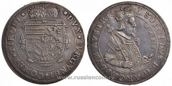 Австрия 1 талер 1628/6 Леопольд V, шауталер (раскручивается), вес 11,83 г., Dav. 3338 серебро 00-805-36