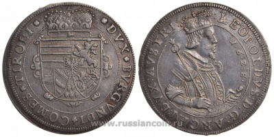 Австрия 1 талер 1628/6 Леопольд V, шауталер (раскручивается), вес 11,83 г., Dav. 3338 серебро 00-805-36