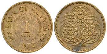 Гайана 1 цент 1973 KM 31 никель латунь 4124-325