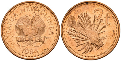 Папуа-Новая Гвинея 2 тойя 1984 Елизавета II (1953-) KM 2 бронза 4187-837