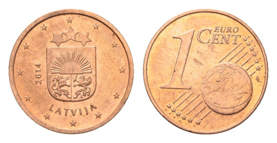 Латвия 1 евроцент 2014 KM 150 сталь плакированная медью UNC 4694-1026