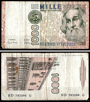 Италия 1000 лир 1982 Pick 109 a бумага 6281-44-2-2
